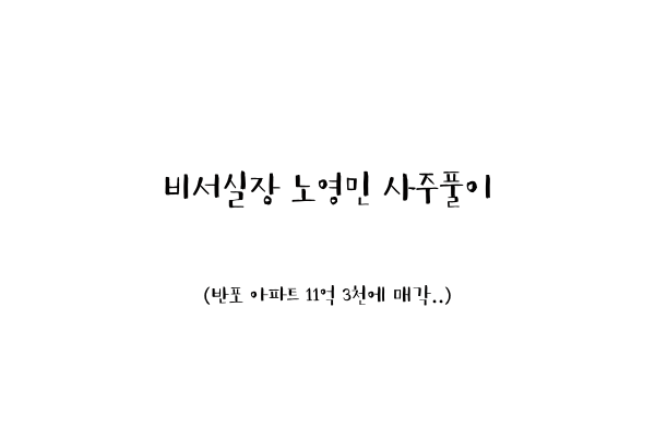  비서실장 노영민 사주풀이 (반포 아파트 11억 3천에 매각..)