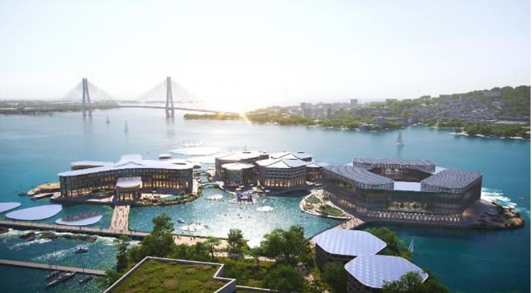 세계 최초의 한국의 부유공동체 생태마을 개발 계획 VIDEO: World&#39;s first prototype floating community in Busan designed to accommodate residents living on ideal eco-village