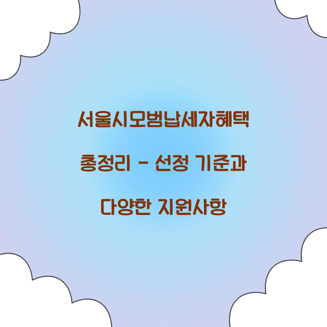 서울시모범납세자혜택