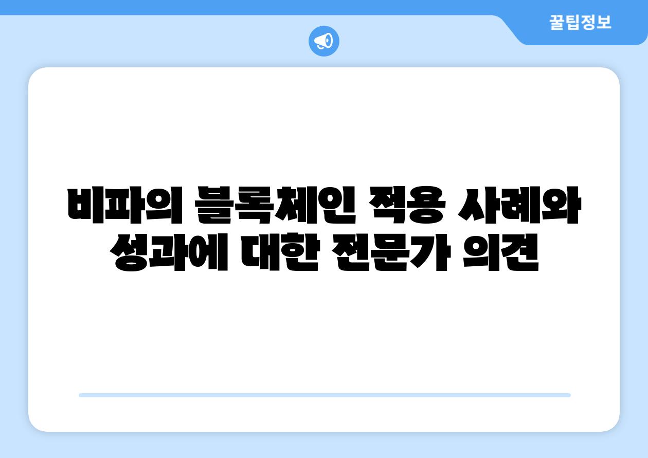 비파의 블록체인 적용 사례와 성과에 대한 전문가 의견