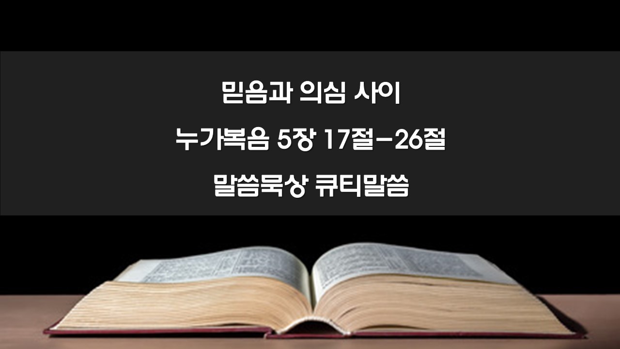 믿음과 의심 사이, 누가복음 5장 17절-26절 말씀묵상 큐티말씀