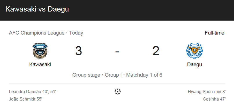  (2021 아시아 챔피언스 리그) 가와사키 (3) 대 대구 (2) 축구 경기 하이라이트