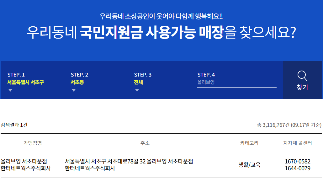  서울 올리브영 재난지원금 사용가능할까? 전국 올리브영 5차 재난지원금 사용처 확인해보는 방법