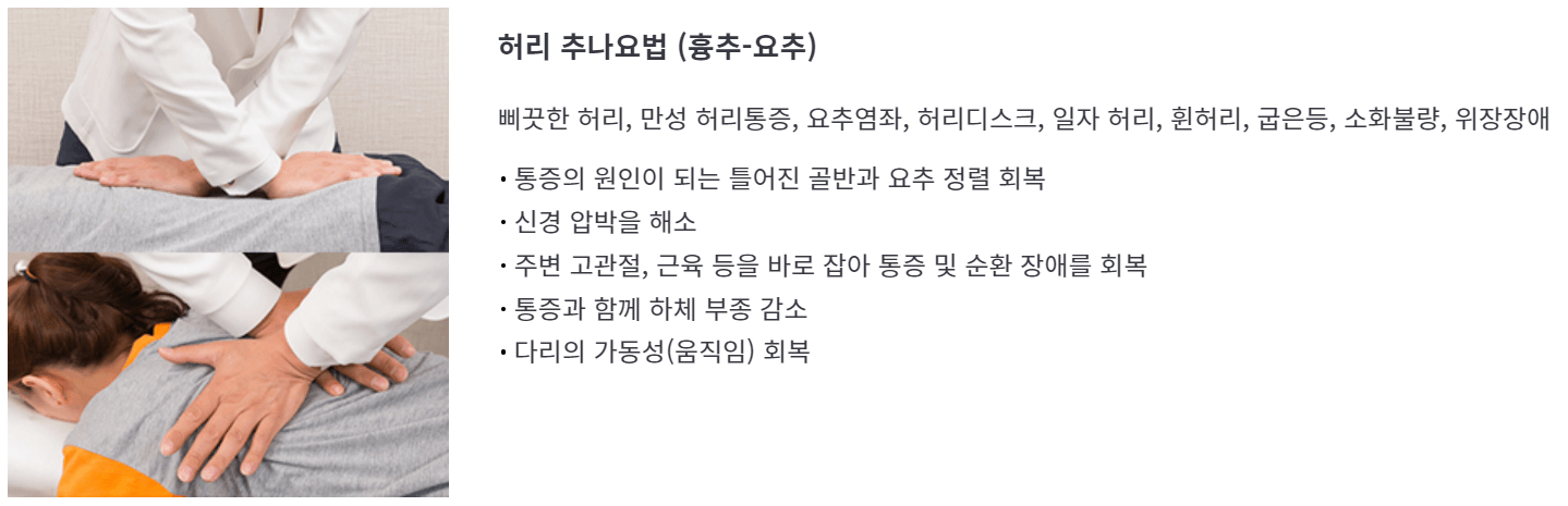 도수치료 추나요법 가격 비용 차이점