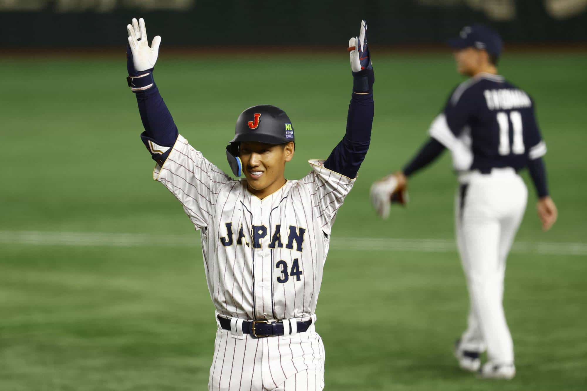 WBC 한일전&#44; 일본팀 마사타카 요시다의 세레모니