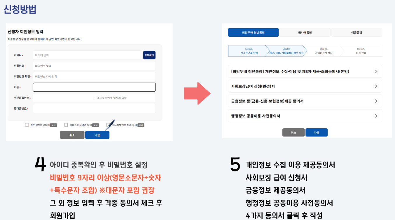희망두배 청년통장 신청 방법 네번째