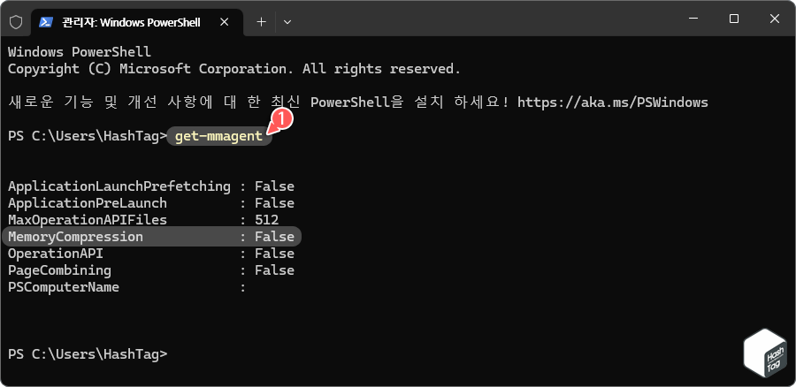 메모리 압축 활성화 여부 확인