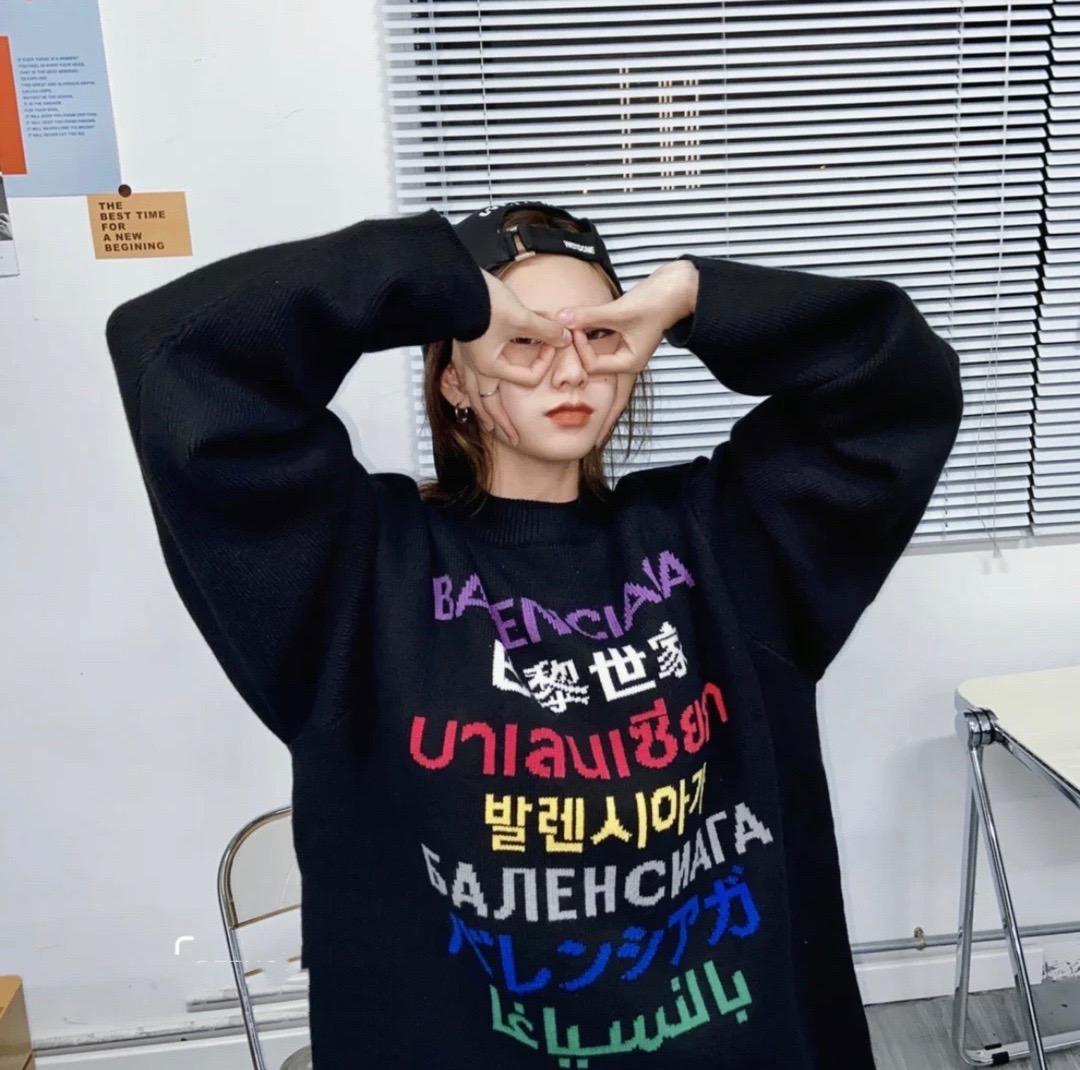  [BALENCIAGA] 발렌시아가 랭귀지 LANGUAGES 크루넥 니트 스웨터 646491T15952771