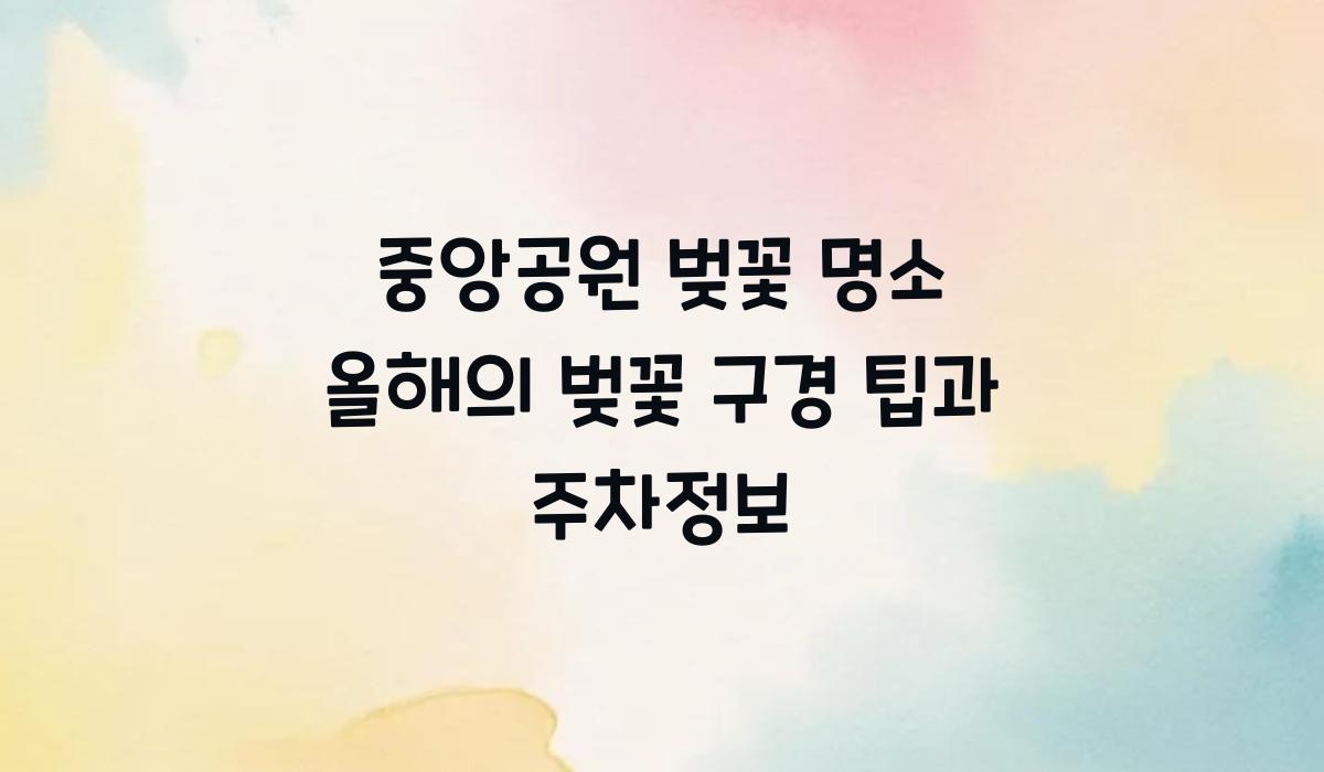 중앙공원 벚꽃 명소
