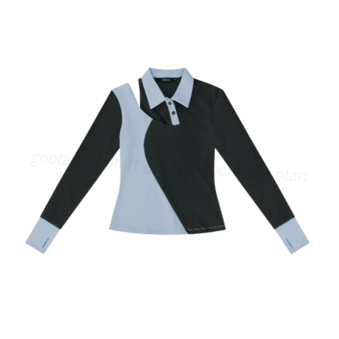 킴지수 Cutout Polo _ Blue Grey