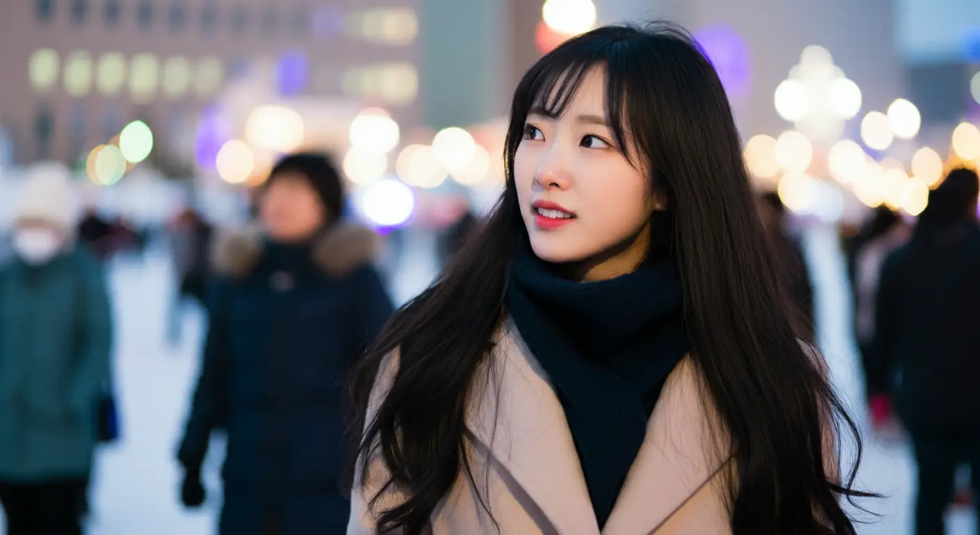 겨울 여행을 하는 여성