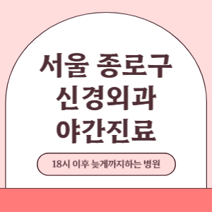 서울 종로구 야간진료 신경외과 병원 (18시 이후 늦게까지하는 병원)