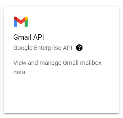 메뉴선택 - Gmail API 라이브러리 선택