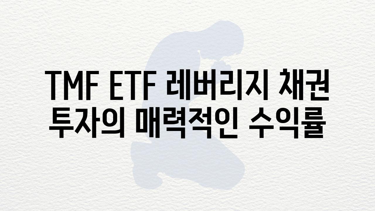 TMF ETF 레버리지 채권 투자의 매력적인 수익률