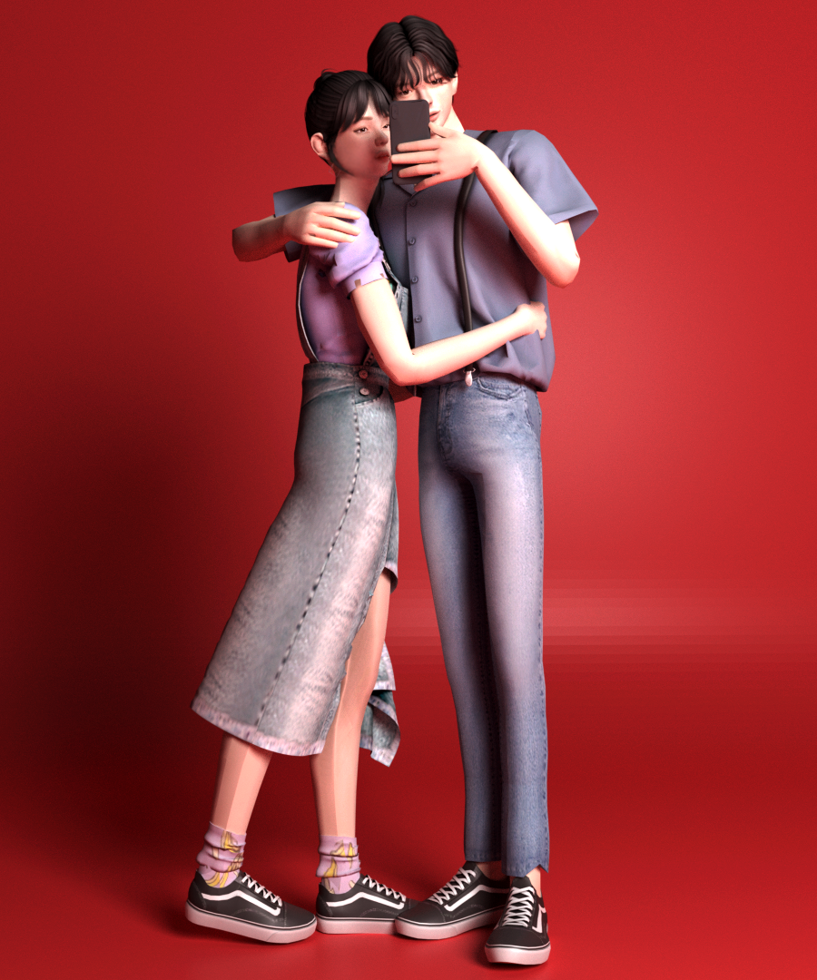 Dear Kim's Sims - DearKim_x2y_EX-March2021 overrides paired selfie...