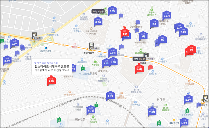 힐스테이트 서대구역 센트럴 입지와 주변 시세&#44; 주변 분양 아파트