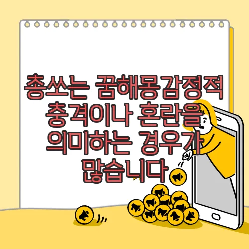 총쏘는 꿈해몽감정적 충격이나 혼란을 의미하는 경우가 많습니다