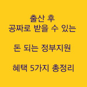  출산 후 공짜로 받을 수 있는 돈 되는 정부지원 혜택 5가지 총정리