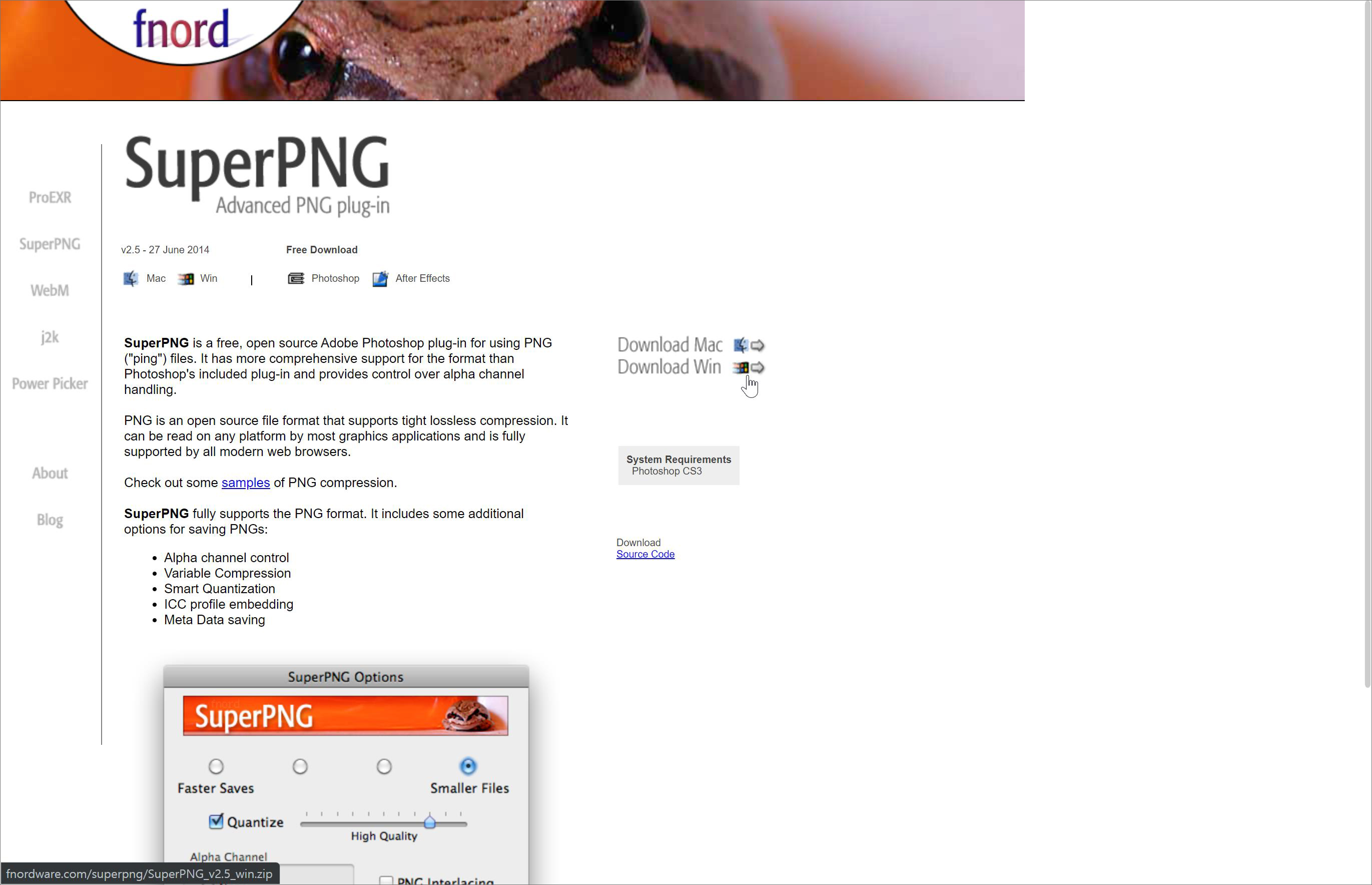 SuperPNG 플러그인 공식 사이트