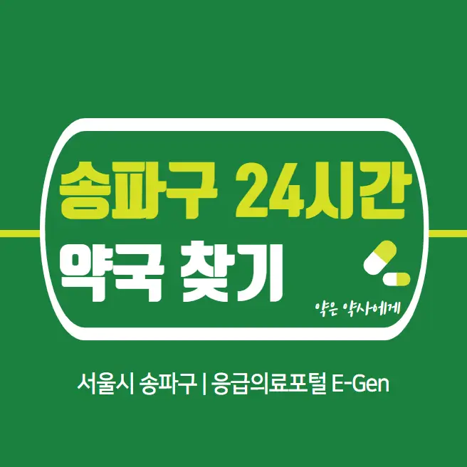  송파구 24시간 당번약국 | 심야간 휴일 주말 일요일 당직약국 68곳