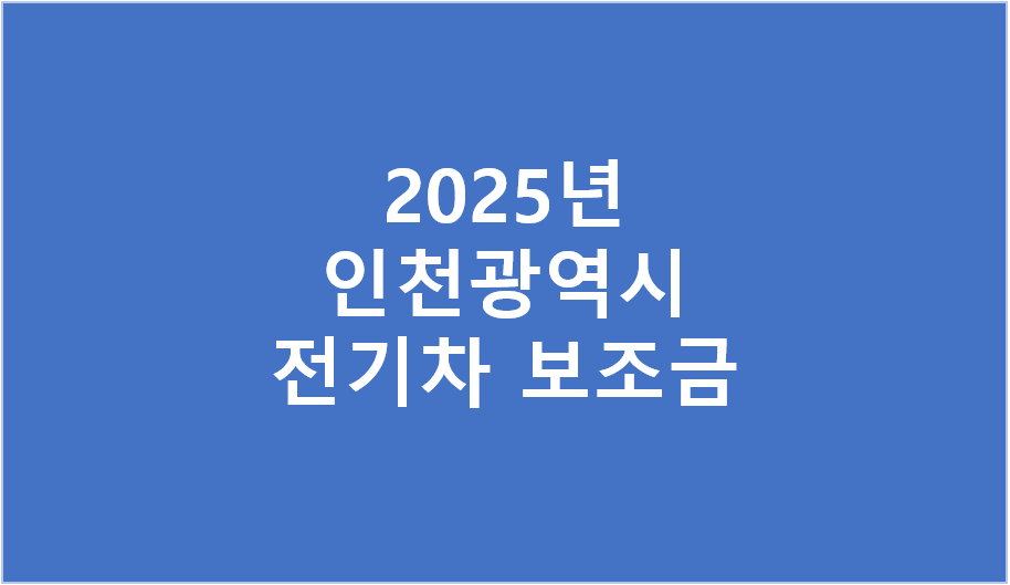 인천시 전기차 보조금 2025년 차종별 현황