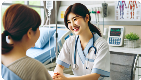 정신과 병동 입원 절차를 설명 중인 병원 간호사