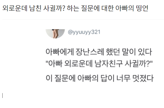  외로운데 남친 사귈까? 하는 질문에 대한 아빠의 띵언