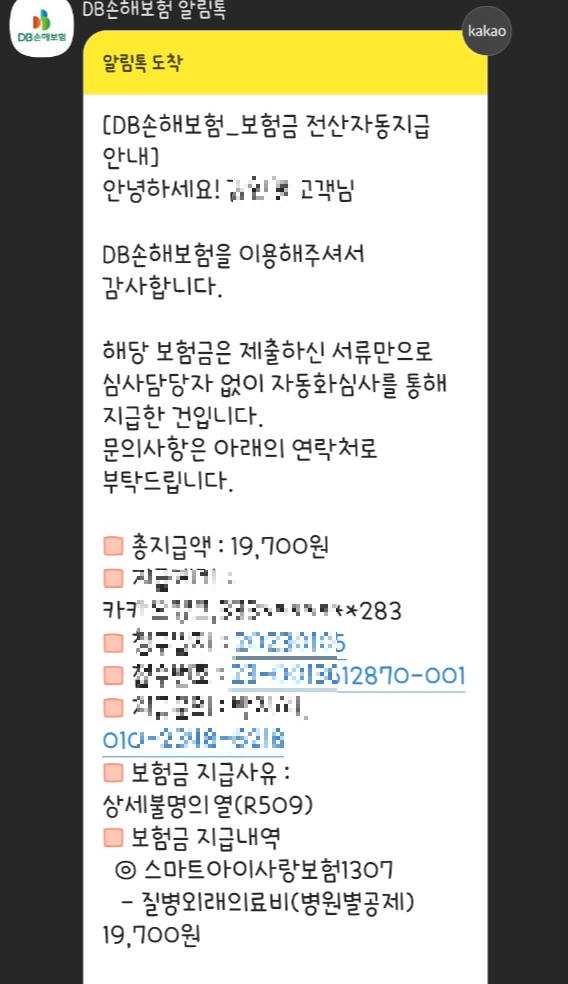 DB손해보험 독감실비청구