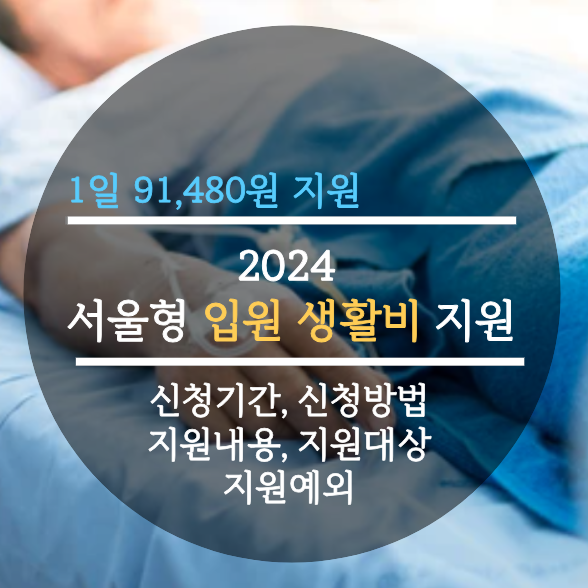  2024 서울형 입원 생활비 지원 신청기간, 신청방법, 지원내용, 지원대상, 지원예외