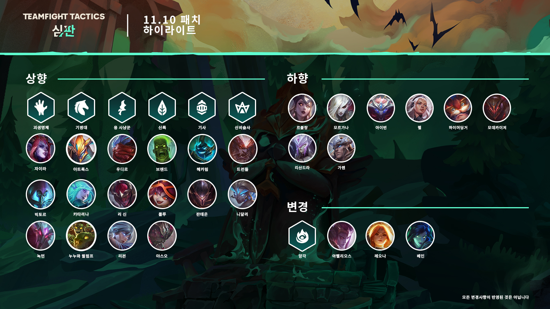  TFT 롤토체스 [#3] 11.10 전략적 팀 전투 패치 노트(수정)