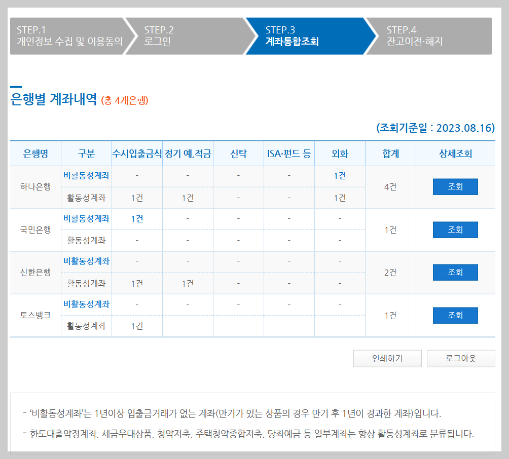 계좌정보통합관리서비스 계좌통합조회