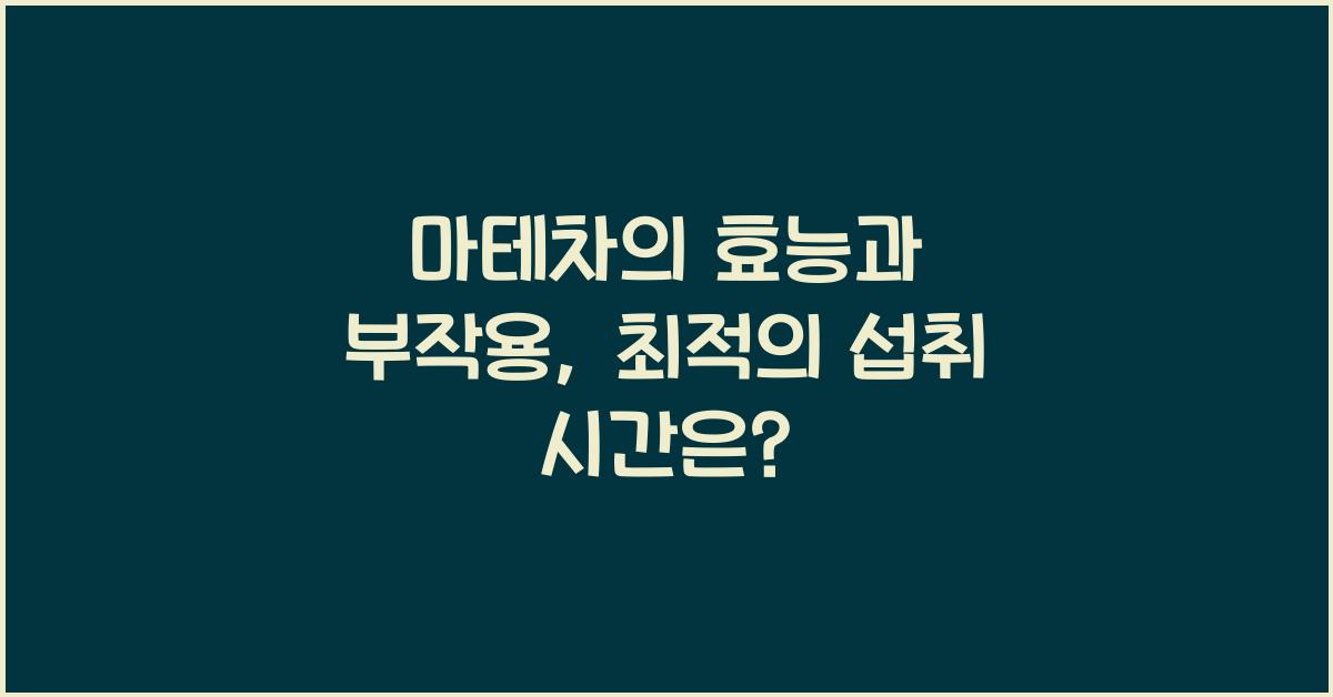 마테차의 효능과 부작용: 언제 마시는 것이 좋을까?