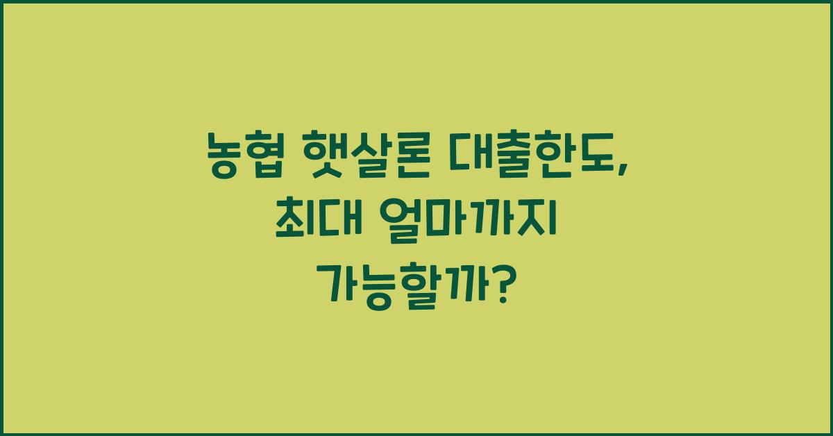 농협 햇살론 대출한도