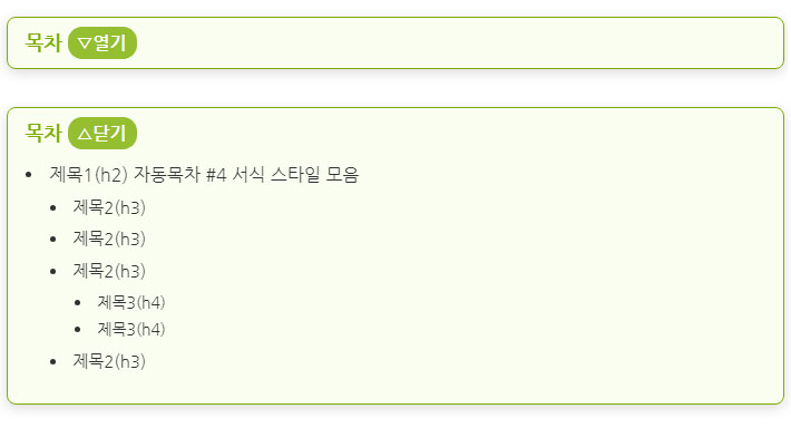 TOC 자동목차 서식(HTML)