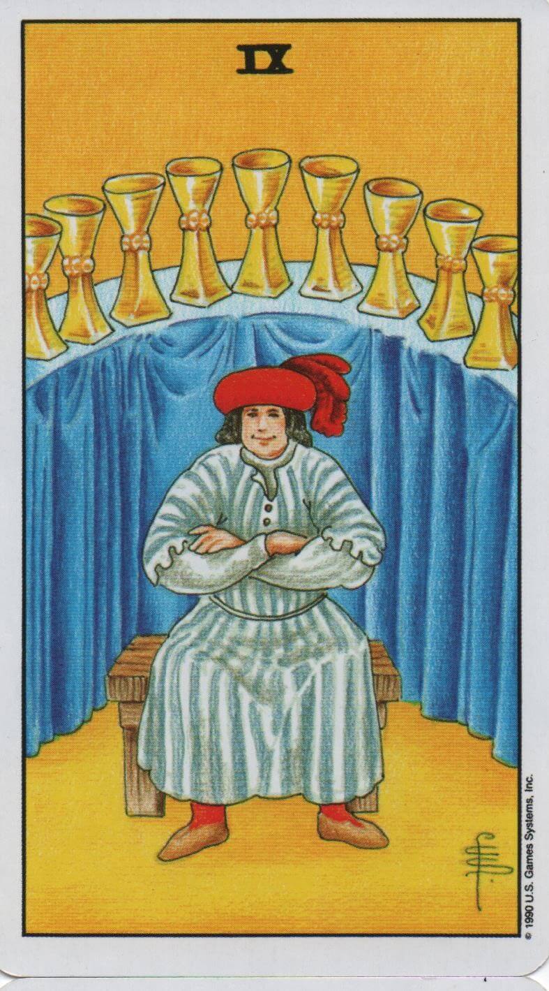  [타로 마이너카드] Nine of Cups 컵 9 카드 정방향/ 역방향 뜻, 의미, 상징