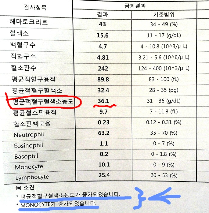 평균 적혈구 혈색소 농도