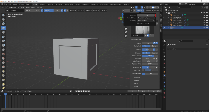 Blender Sculp Dyntopo Detail size