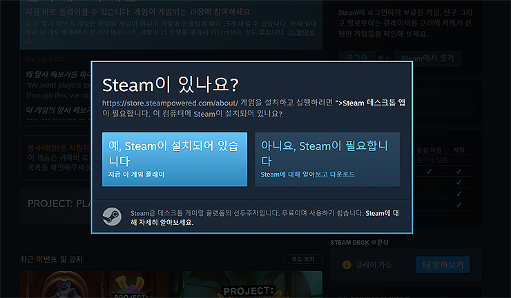 steam-설치-여부-창