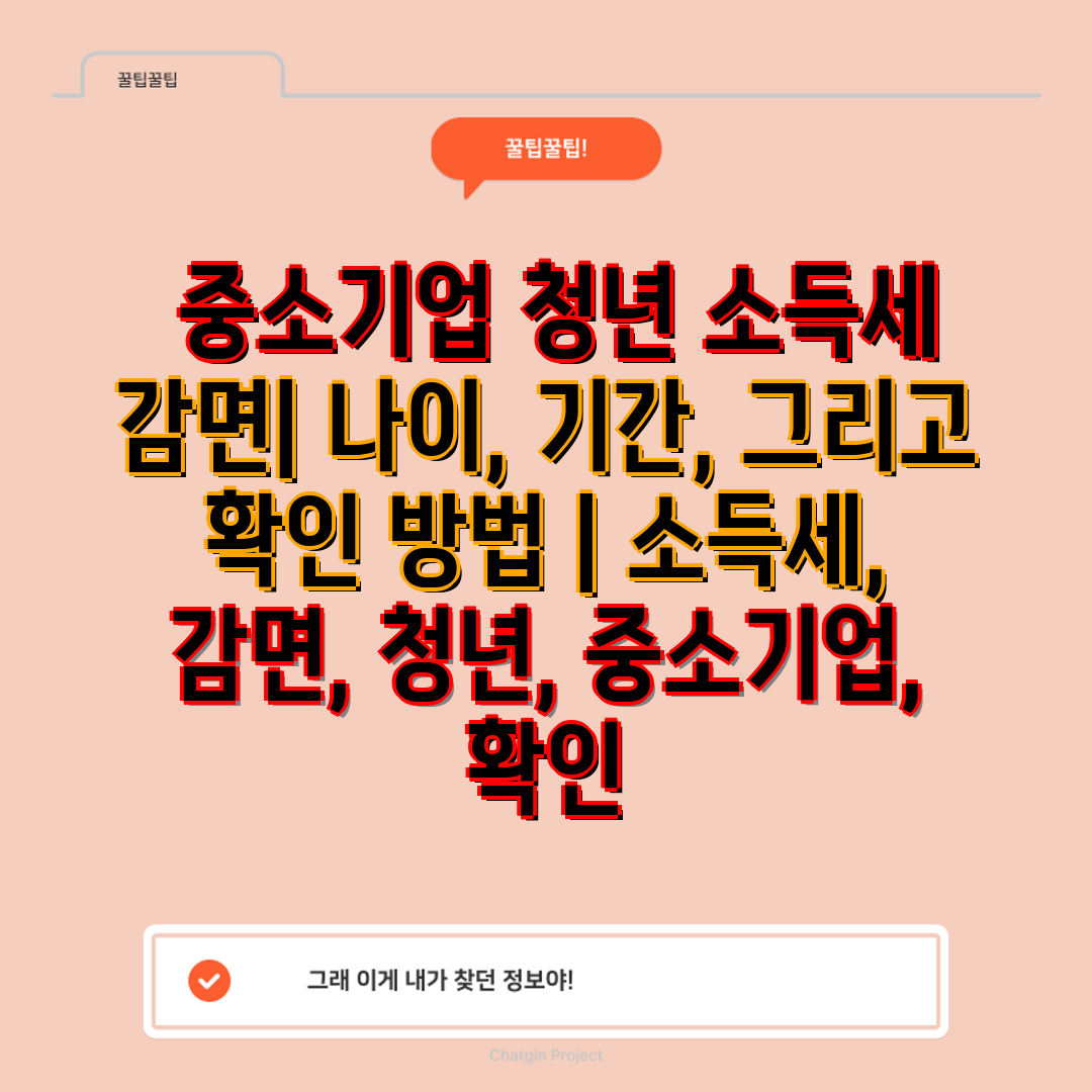  중소기업 청년 소득세 감면 나이, 날짜, 그리고 확인