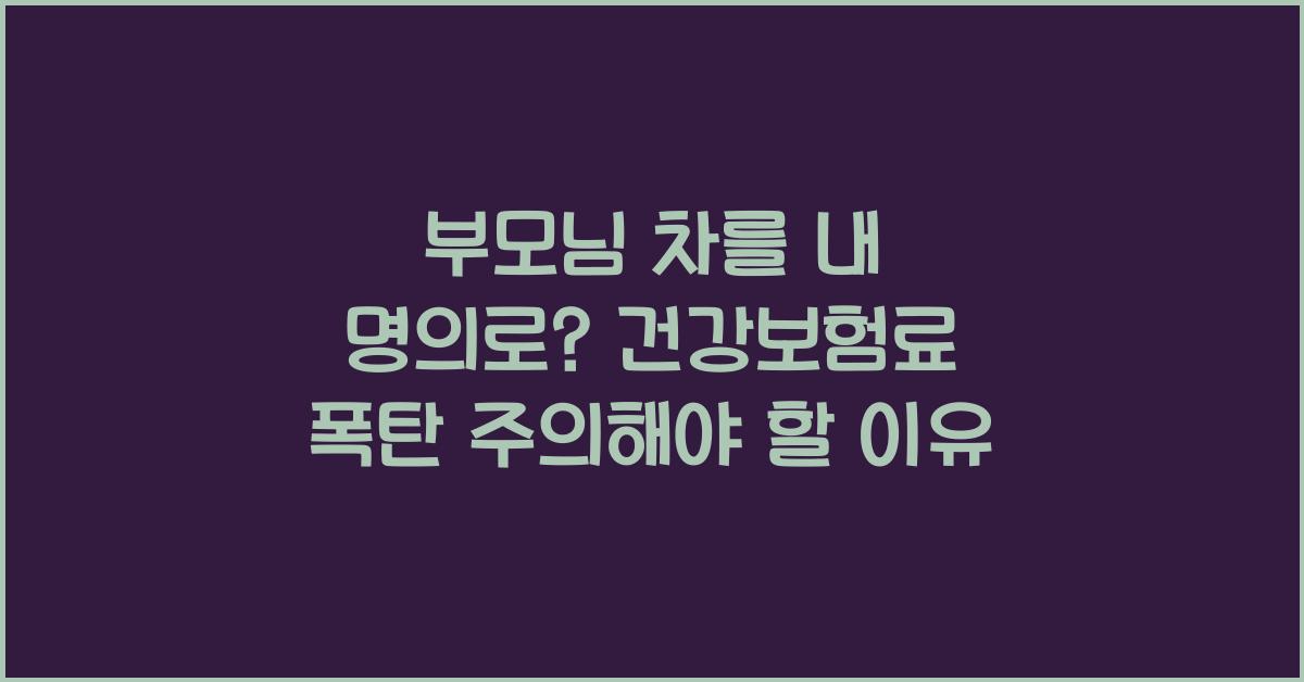부모님 차를 내 명의로? 건강보험료 폭탄 주의해야 할 이유 - 부모님 차를 내 명의로? 건강보험료 폭탄 주의 부모님 차를 내 명의로? 건강보험료 폭탄 주의