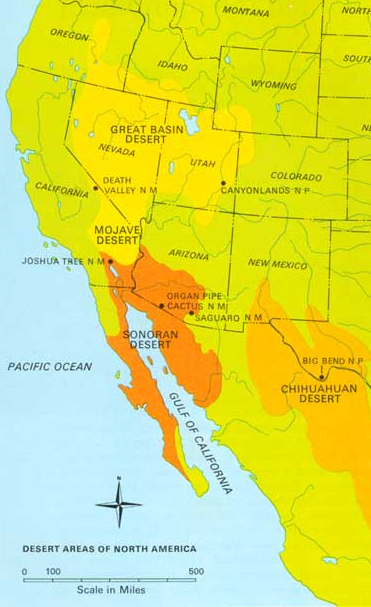 미국 캘리포니아 사막 지도