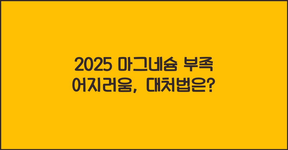 2025 마그네슘 부족 어지러움