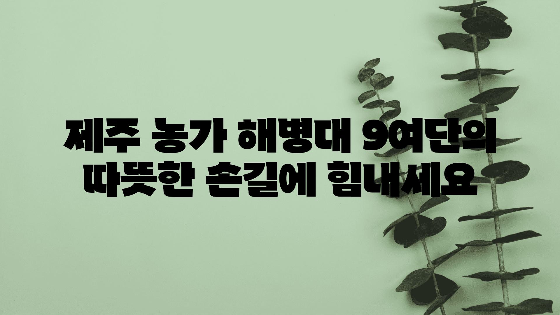 제주 농가 해병대 9여단의 따뜻한 손길에 힘내세요