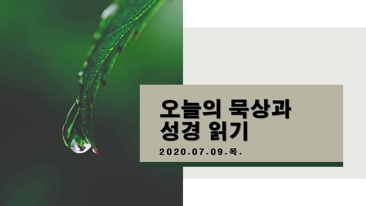  7월 9일 수 오늘의 묵상과 성경읽기