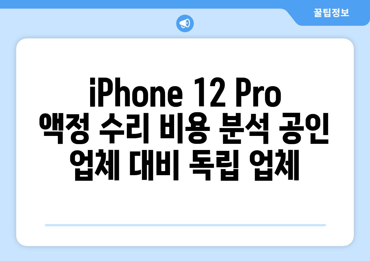 iPhone 12 Pro 액정 수리 비용 분석 공인 업체 대비 독립 업체