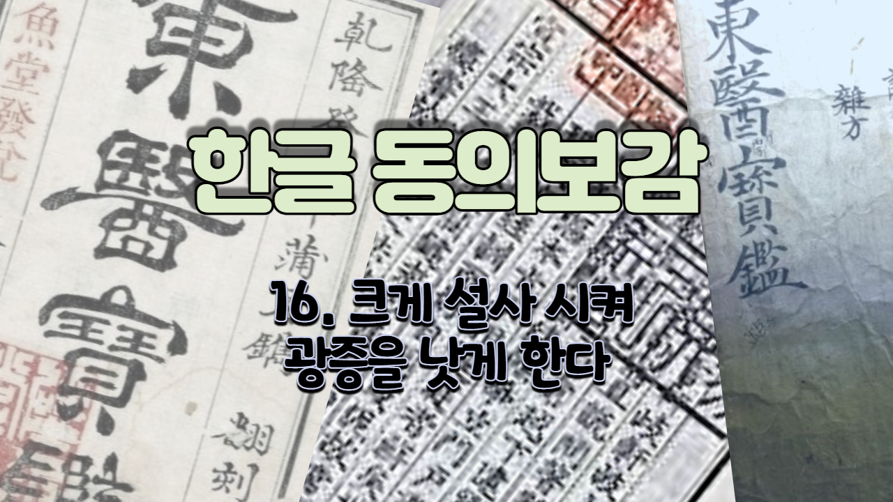  16. 크게 설사 시켜 광증을 낫게 한다 ( 내경편 신 )