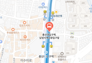 총신대입구역.남성사계시장입구에서 인천공항 리무진 공항버스(6016번) 지도 위치