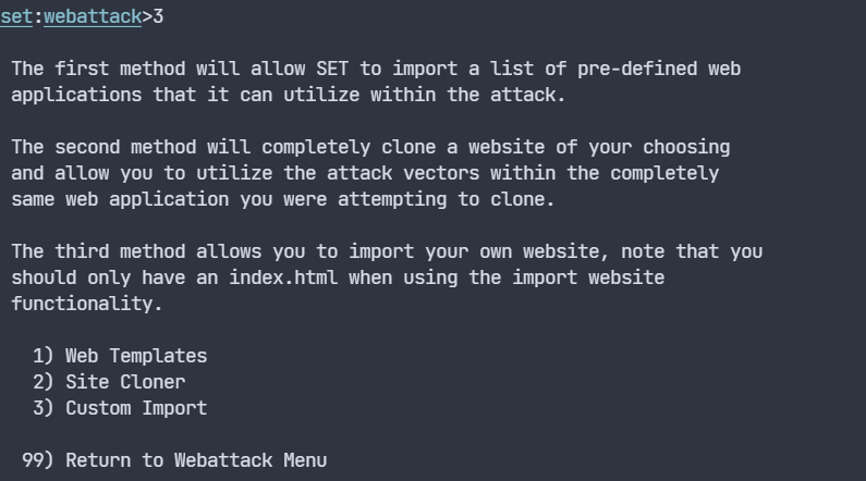 kali setoolkit์ ์ด์ฉํ ํผ์ฑ ์ฌ์ดํธ ๋ง๋ค๊ธฐ kali setoolkit์ ์ด์ฉํ ํผ์ฑ ์ฌ์ดํธ ๋ง๋ค๊ธฐ
