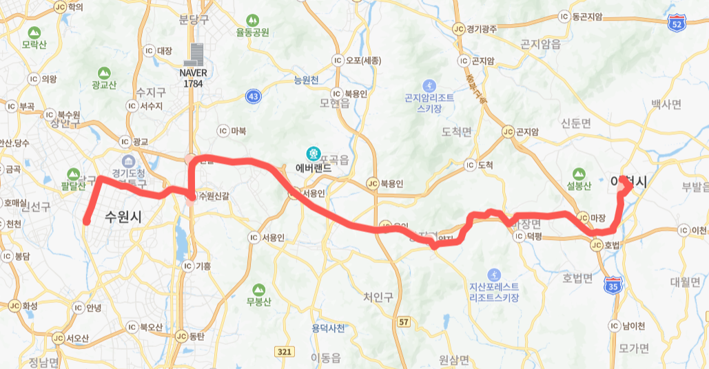 수원-용인-이천-8424번-버스-노선-지도