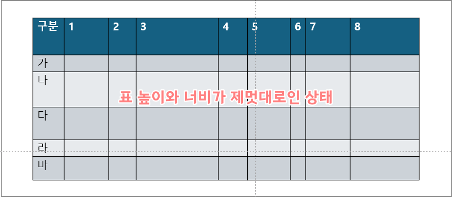 파워표인트 표 간격 같게